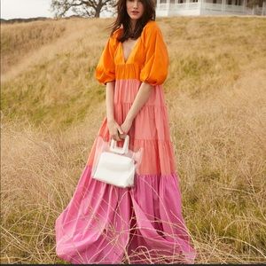 *STAUD* NWT tiered color-block maxi dress LARGE